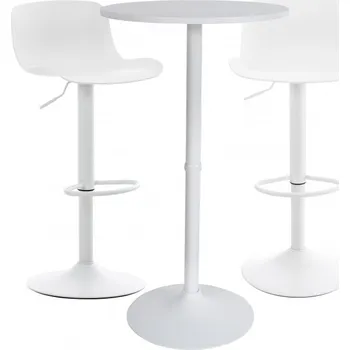 Barová židle Set 2 ks barových židlí + 1 ks barový stůl v bílé barvě