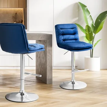 Barová židle Barová židle Dakar samet chrom, modrá