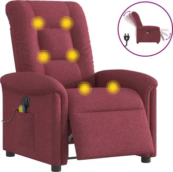 Obývací pokoj Elektrické masážní polohovací křeslo vínové textil Červená3303247