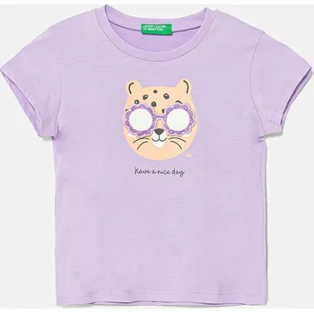 Dětské bavlněné tričko United Colors of Benetton fialová barva, 3096G10J8 3096G10J8.P.Seasonal 04X, vel. 98