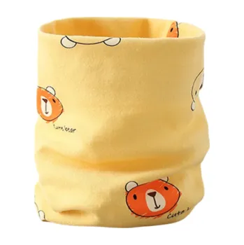 Šála Dětská bavlněná šála 46 x 21 cm Žlutý límec s medvídkem Měkký hřejivý doplněk pro děti Pohodlná zimní šálka z jemné bavlny s roztomilým motivem