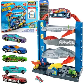 autodráha Hot Wheels Kroucené parkoviště s výtahem GNL70 + 5-pack autíček HW Drift HTV51