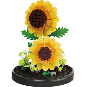 ostatní stavebnice Stavebnice květina Slunečnice pod průhledným víkem 8,5 x 8,5 cm Detailní bytová dekorace Varianta 249 dílků
