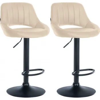 Barová židle 2 ks / set barová židle Mile syntetická kůže, černá podnož, krémová
