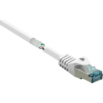 Datový kabel Renkforce RF-5047450 RJ45 síťové kabely, propojovací kabely CAT 6A S/FTP 2.00 m bílá s ochranou, samozhášecí 1 ks