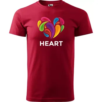 Pánské oblečení Sablio Tričko s potiskem Barevné srdce - červené XL