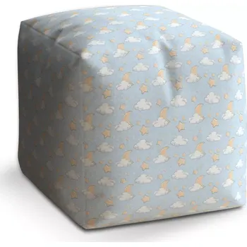 Taburet Sablio Taburet Cube Měsíčky, hvězdičky a mráčky: 40x40x40 cm