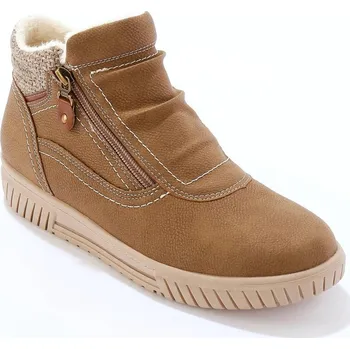 Dámská zimní obuv Kotníkové boty s pleteným lemem hnědošedá 38