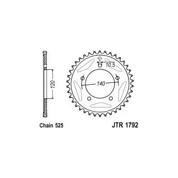 Řetězová sada pro motocykl Řetězová rozeta JT JTR 1792-45 45 zubů, 525