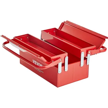 Vevor Box na nářadí 14-inch ocel, 2-úrovňový, 3 police, skládací, rukojeť