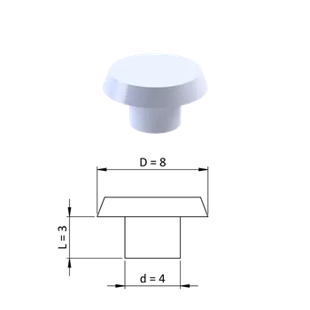 Vnitřní krytka kulatá ø 8 mm, otvor ø 4 mm, bílá, plast