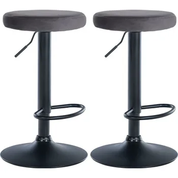 Barová židle 2 ks / set barová židle Lenti samet černá, tmavě šedá