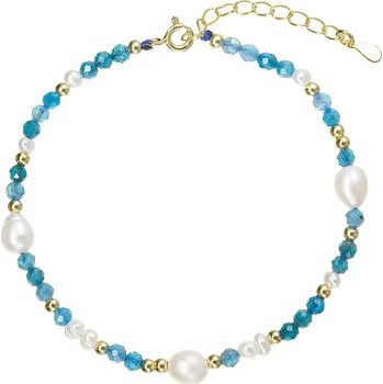 Náramek EVOLUTION GROUP CZ Pozlacený náramek s perlami a apatity - 13113.3