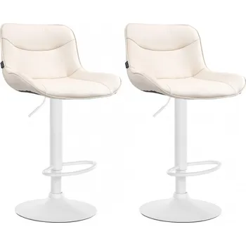Barová židle 2 ks / set barová židle Voronei syntetická kůže, bílá, krémová