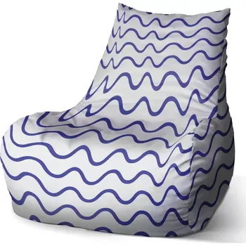 Sedací pytel Sablio Sedací vak Bean Modré vlnky - 100 x 90 x 45 cm