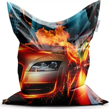 Sedací pytel Sablio Sedací vak Classic Auto v plamenech - 150x100 cm