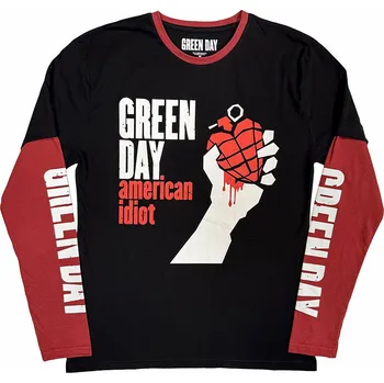 Pánská móda Green Day tričko dlouhý rukáv, American Idiot Black & Red, pánské XXL