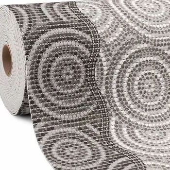 Koupelnová předložka Koupelnová pěnová rohož / předložka PRO-107 Šedo-černé kruhy a vlnky - metráž šířka 65 cm