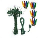 Řětěz pro svíčky ASTERIA SV-16 10,5m a 16x LED E-10 14V barevná žárovka, bílý sokl