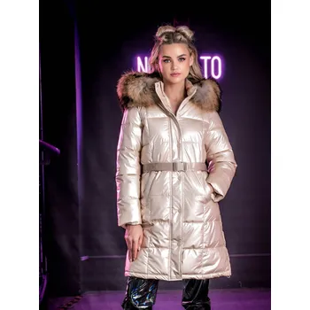 LOCO LUXO LOCO LUXO Béžový kabát s kapucí 38 M