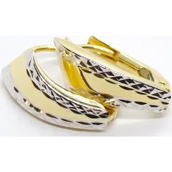 Náušnice Klenoty Budín Dámské zlaté náušnice z bílého a žlutého zlata s gravírováním 585/1,34gr HK2391 (Klenoty Budín Dámské zlaté náušnice z bílého a žlutého zlata s gravírováním 585/1,34gr HK2391)