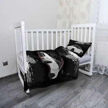 Povlečení Sablio Mikroplyšové dětské povlečení do postýlky Nissan GTR 35 Černý - 120x90 / 40x60