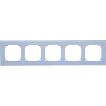 vypínač Rámeček 5 násobný, skleněný, Simon 55 Nature TRN5/180, modrá