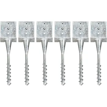 Příslušenství pro plot vidaXL Kotvící hroty 6 ks stříbrné 14 x 14 x 58 cm pozinkovaná ocel [145446]