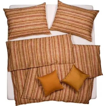 Povlečení SCANquilt povlečení KREP proužky oranžovohnědá 140 x 200/70 x 90 cm