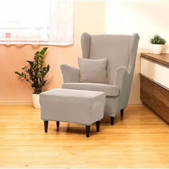 Napínací potah Astoreo Potah na křeslo ušák s podsedákem Gisela, béžový