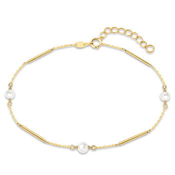 Náramek MINET Elegantní zlatý náramek s perlou Au 585/1000