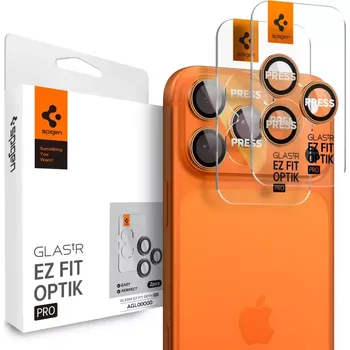 Spigen GLAStR EZ FIT Optik Pro 2-Pack iPhone 17 Pro Max, 17 Pro, 16 Pro Max, 16 Pro, 15 Pro Max, 15 Pro, 14 Pro Max, 14 Pro - Oranžová