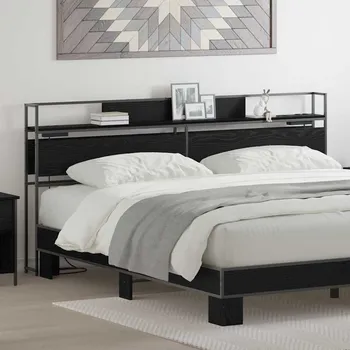 vidaXL Úložné čelo postele s policí Černý dub 180 cm Kompozitní dřevo [859655]