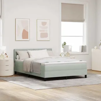 Postel vidaXL Postel s boxspringem s matrací Světle šedá 140 x 200 cm samet [3339242]