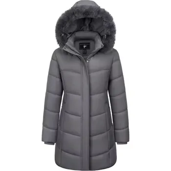 Dámská zimní bunda s odnímatelnou kapucí (velikosti od S až do XXL) Barva: Šedá, Velikost: S