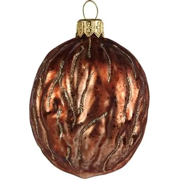 Vánoční ořech hnědý se zlatým dekorem