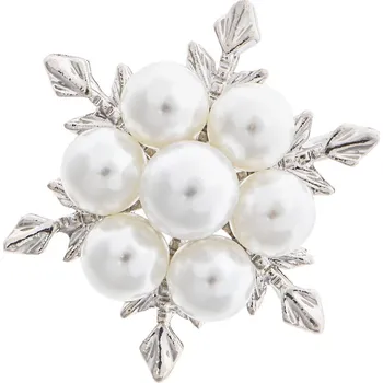 Brož Biju Brož vločka s perlami 9002098-1 Stříbrná