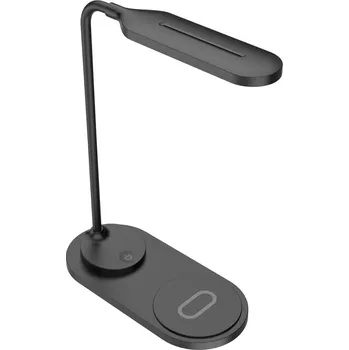 Lampička Mobilly stolní LED lampička s bezdrátovou nabíječkou, černá