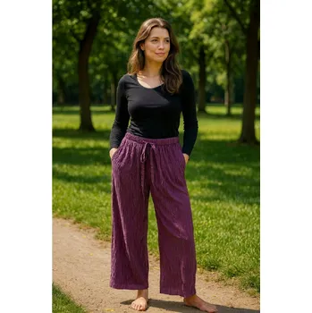 Dámské kalhoty Dámské plisované volné kalhoty 911-101 - fialové-Sale