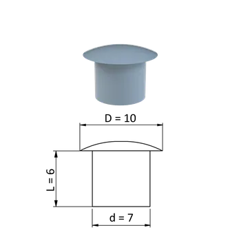 Zábradlí Vnitřní krytka kulatá ø 10 mm, otvor ø 7 mm, šedá, plast