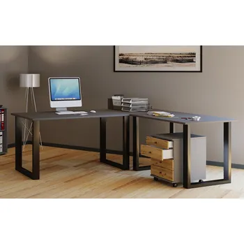 Psací stůl VCM Rohový stůl Lona 220x160x80 U-nohy, antracit 488158