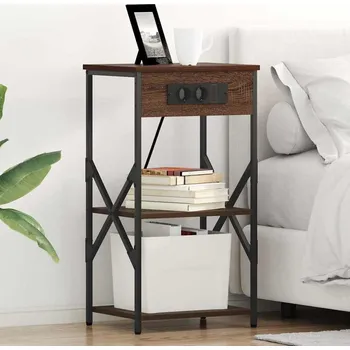 Noční stolek vidaXL Noční skříňka 2 pcs Hnědý dub 41 x 31 x 76 cm kompozitní dřevo [859534]