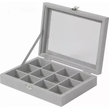 Šperkovnice Herzberg Home & Living Herzberg HG-05309: Elegantní organizér na šperky se skleněným víkem a 12 přihrádkami