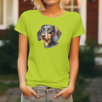 Dámské oblečení Dámské Tričko Jezevčík Barva: Limetková, Velikost: S