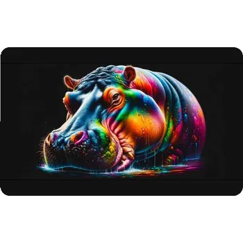 Dekorativní magnet Magnetka 89x55mm ve tvaru obdélníku - barevný hroch