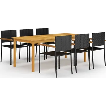 Zahradní sestava vidaXL 7dílný zahradní jídelní set černý [3067903]