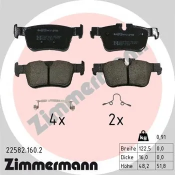 Brzdová destička Sada brzdových destiček, kotoučová brzda ZIMMERMANN 22582.160.2