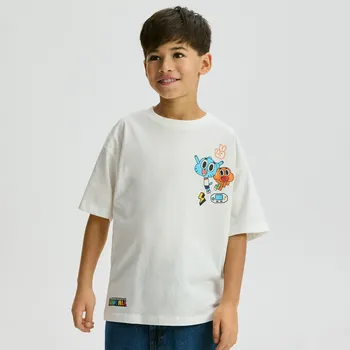 Chlapecké tričko Reserved - BOYS` T-SHIRT - krémová - 864II-01X - 864II-01X-164