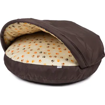Pelíšek pro psa Pelech pro psa DONUTS kapsa no.2 tmavě hnědý s tlapkami