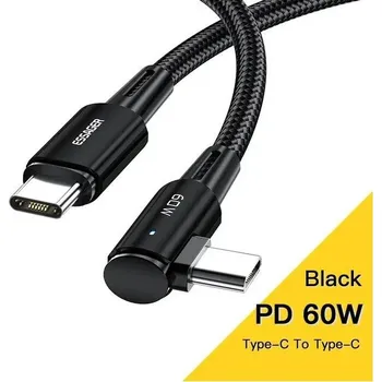 Datový kabel Essager Sunset USB-C / USB-C 2.0 3A, 60W, 2m, zahnutý